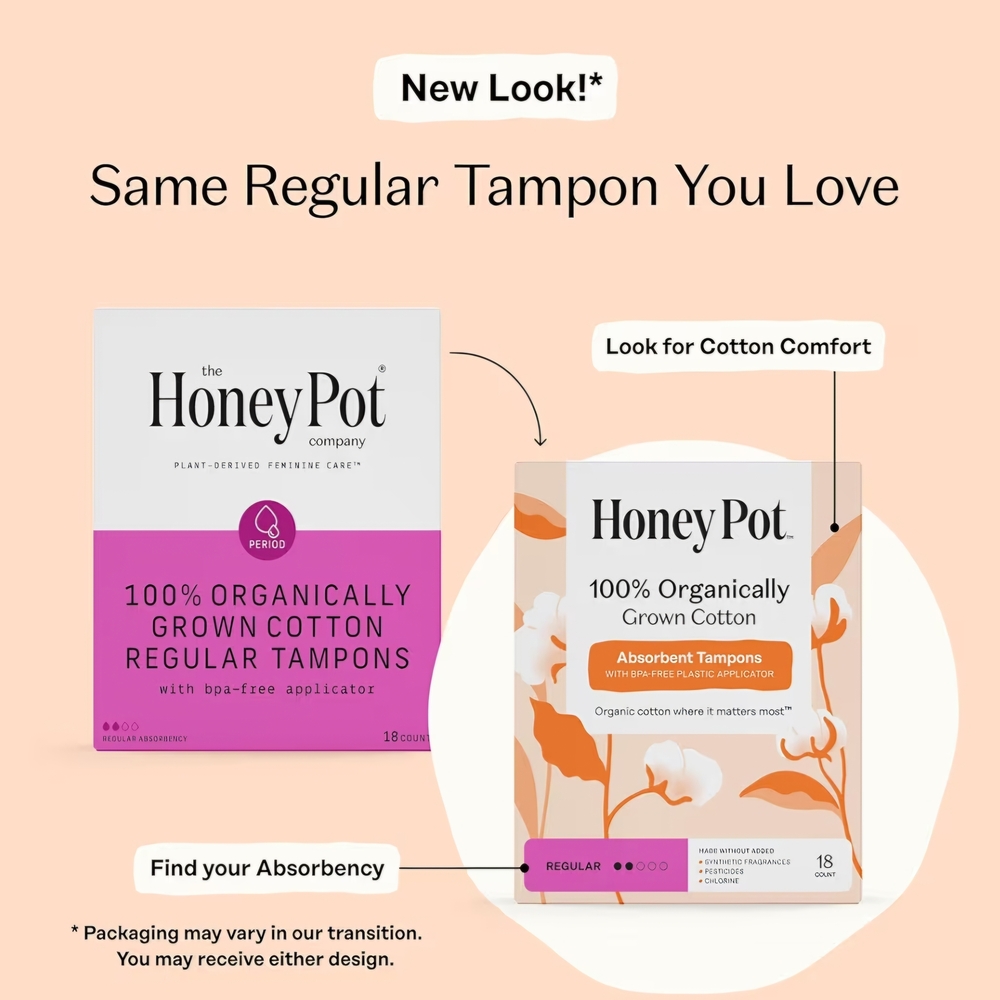Honey Pot Regular Organic Cotton Tampons- 54 Count - Picture 2 of 7
